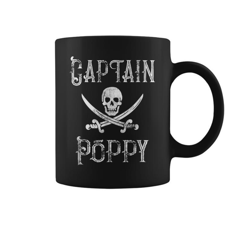 Captain Poppy Retro Personalized Pirate Pontoon Grandpa  Coffee Mug