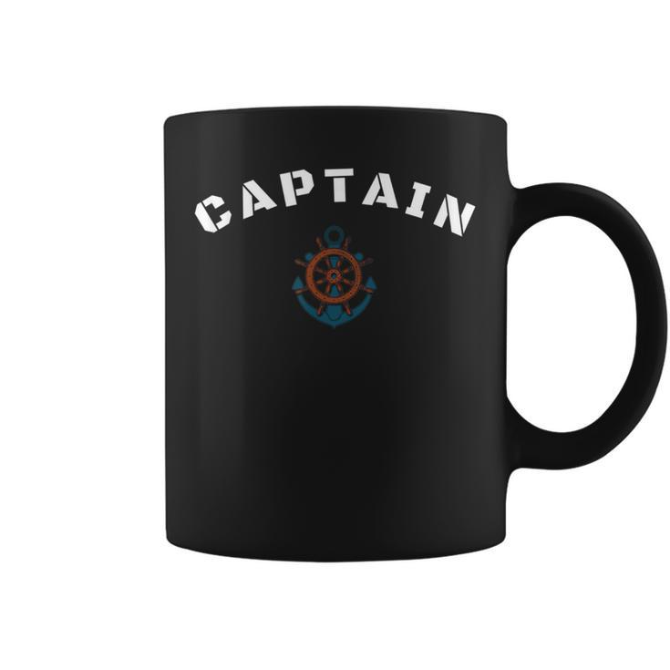 Captain Ships Wheel And Anchor Sailing Boat  Coffee Mug