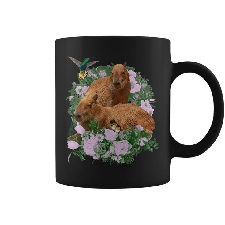 Capybara Flower Fruit Capybara Fan Club Funny Cute Coffee Mug