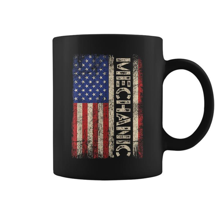 Car Mechanic Wrench Workshop Tools Us American Flag Men   Coffee Mug