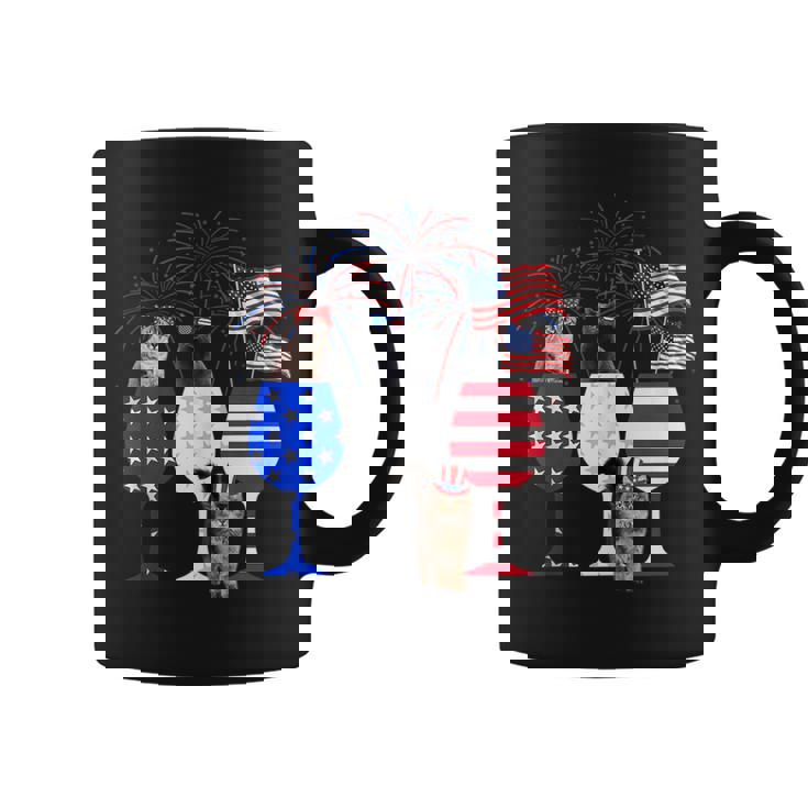 Cat 4Th Of July Costume Red White Blue Wine Glasses Funny  Coffee Mug