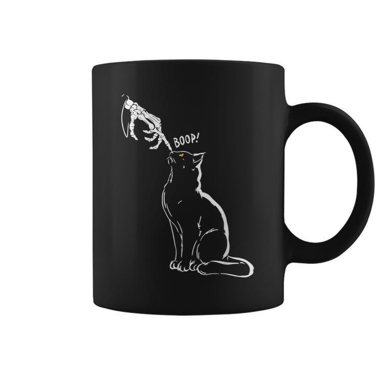 Cat Black Lover Skeleton Hand Boop Halloween Coffee Mug