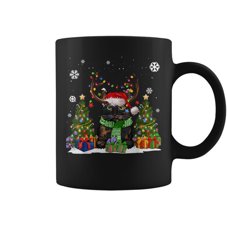 Cat Lover Tortoiseshell Cat Santa Hat Ugly Christmas Sweater Coffee Mug