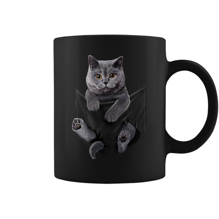 Cat Lovers British Shorthair In Pocket Kitten Coffee Mug