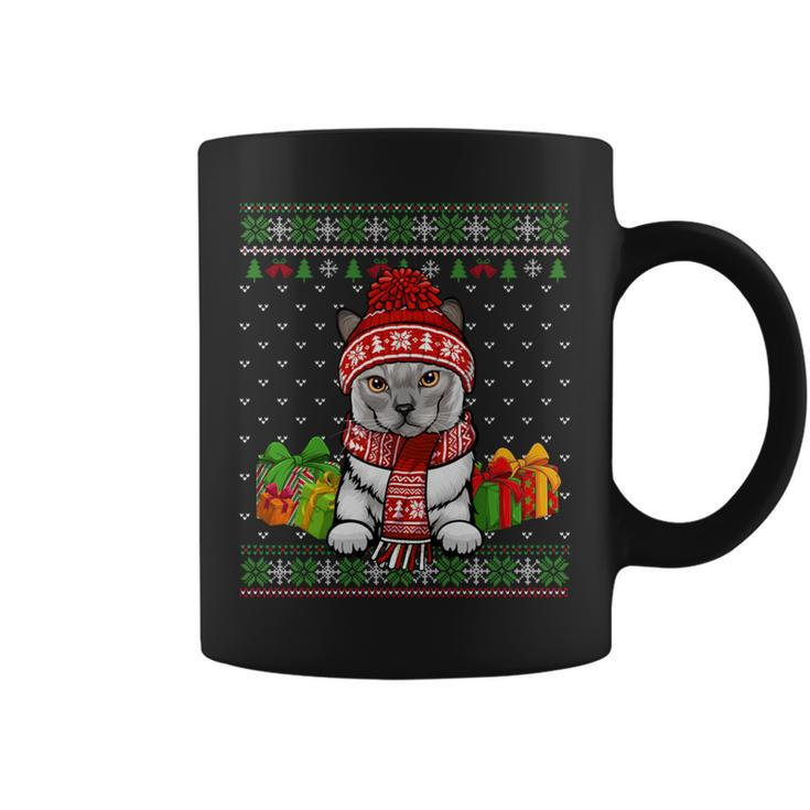 Cat Lovers Tonkinese Cat Santa Hat Ugly Christmas Sweater Coffee Mug