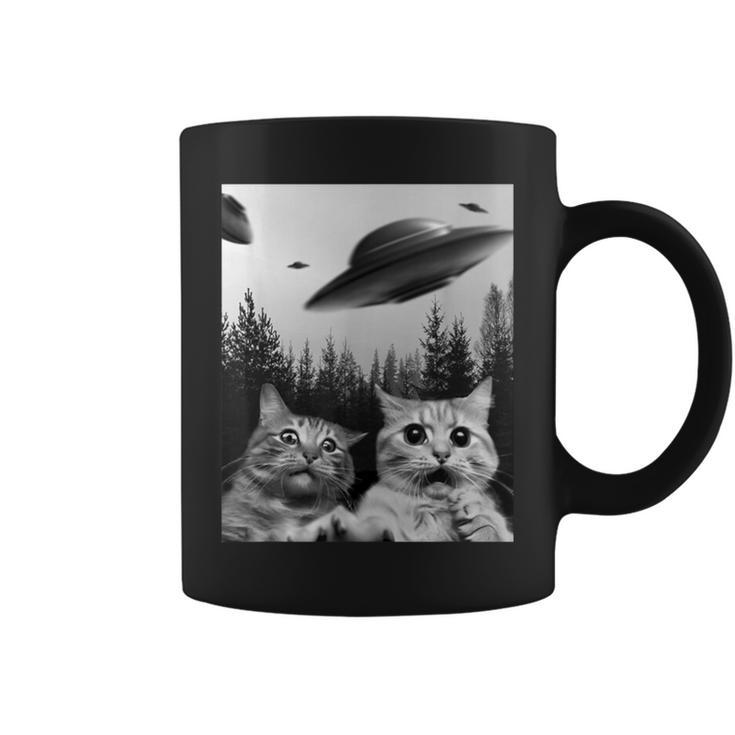 Cat Selfie With Alien Ufo Spaceship Cat Lovers Coffee Mug