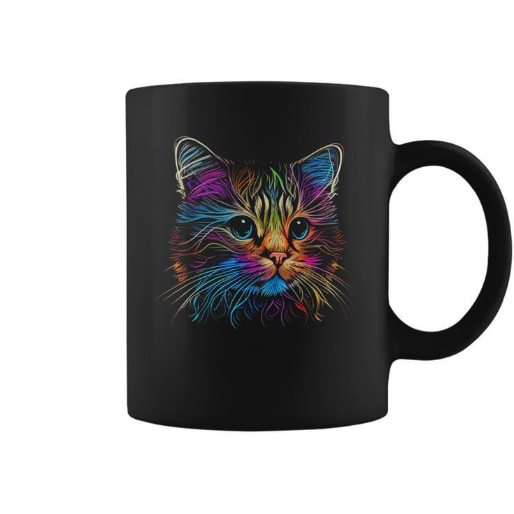 Cats Colorful Cat Cats Head Catlovers  Coffee Mug