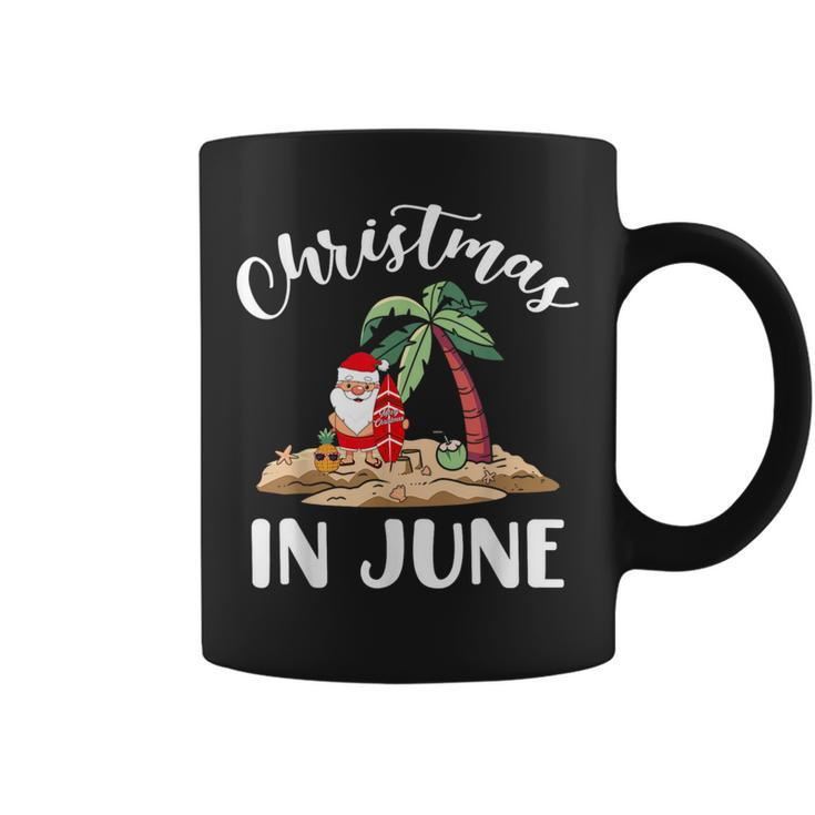 Celebrate Christmas In June With Funny Santa Surfboard  Coffee Mug