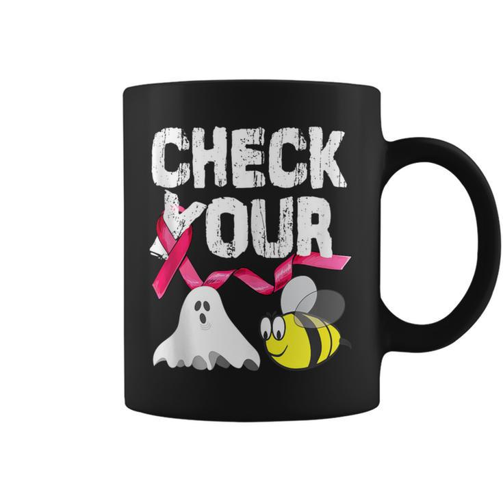 Check Your Boo Bees Breast Cancer Awareness Halloween Coffee Mug
