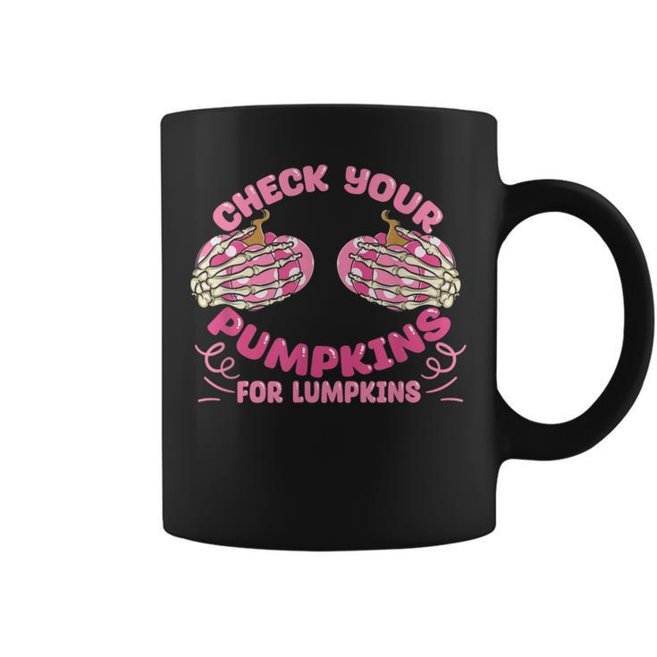 Check Your Pumpkins Breast Cancer Awareness Halloween Coffee Mug