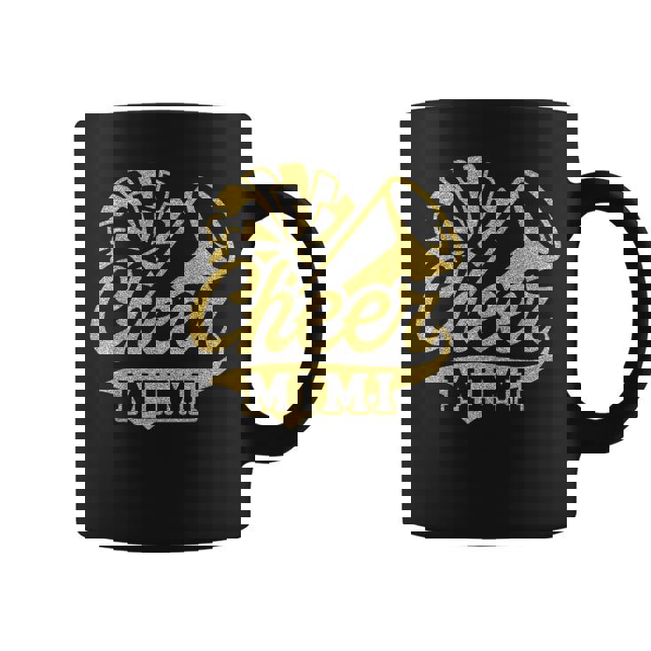 Cheer Mimi Biggest Fan Cheerleader Black Yellow Gold Pom Pom Coffee Mug