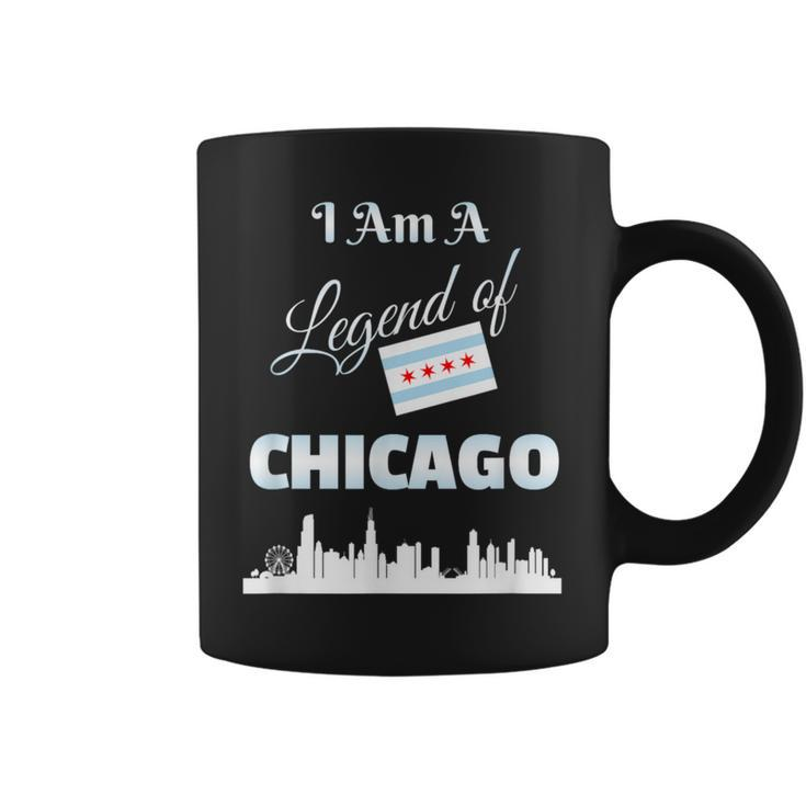 Chicago T I Am A Legend Of Chicago With Flag Skyline Coffee Mug