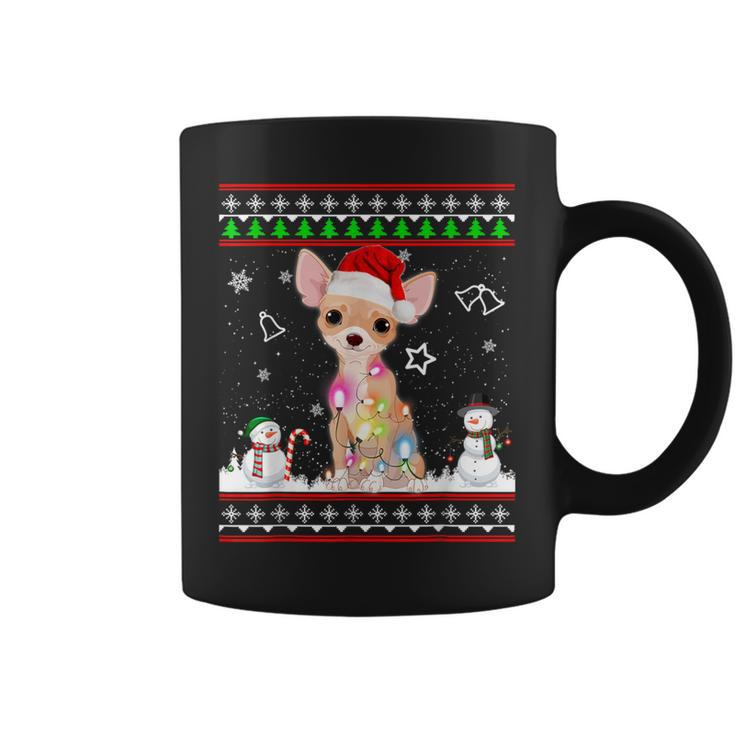 Chihuahua Christmas Dog Light Ugly Sweater Short Sleeve Coffee Mug