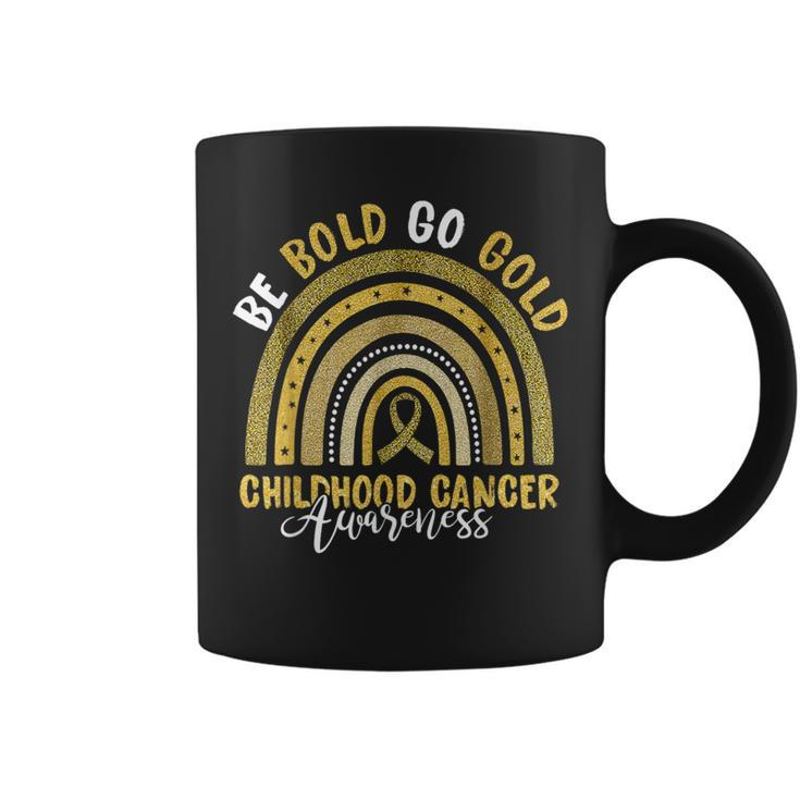 Childhood Be Bold Go Gold Childhood Cancer Awareness Rainbow Coffee Mug