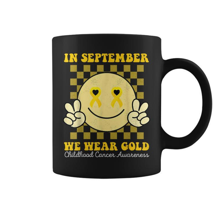 Childhood Cancer Awareness Face In September We Wear Gold Coffee Mug