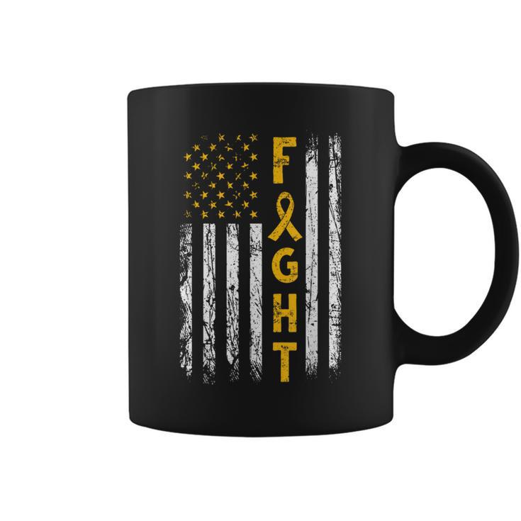 Childhood Cancer Awareness Fight Support American Flag Usa Coffee Mug