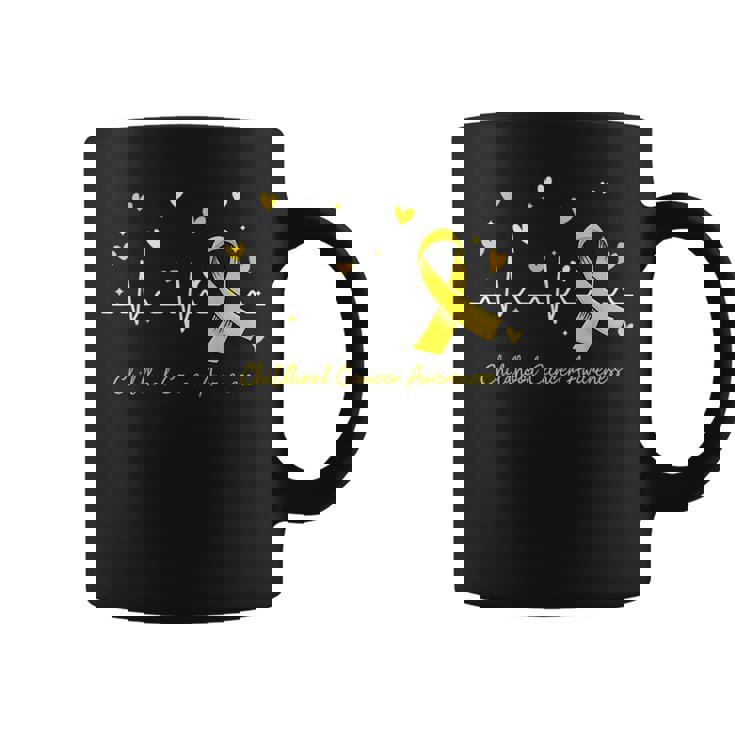 Childhood Cancer Awareness Heartbeat Gold Ribbon Coffee Mug