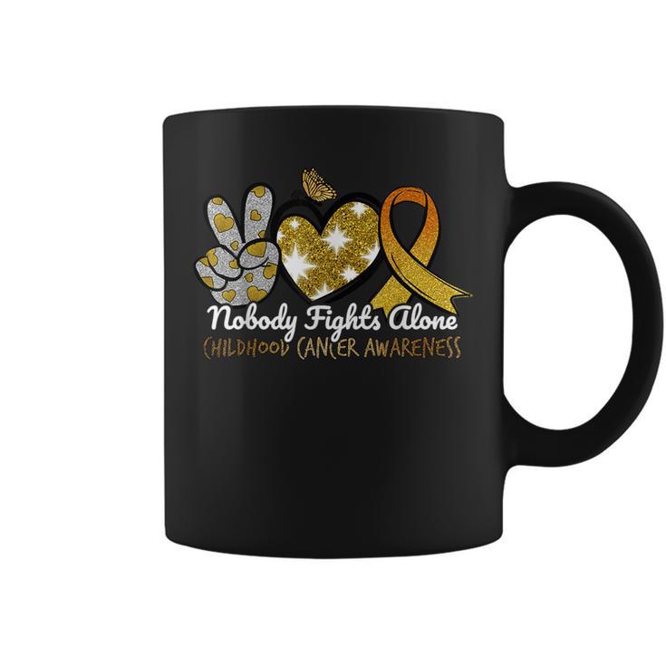 Childhood Cancer Awareness Nobody Fights Alone Support Coffee Mug