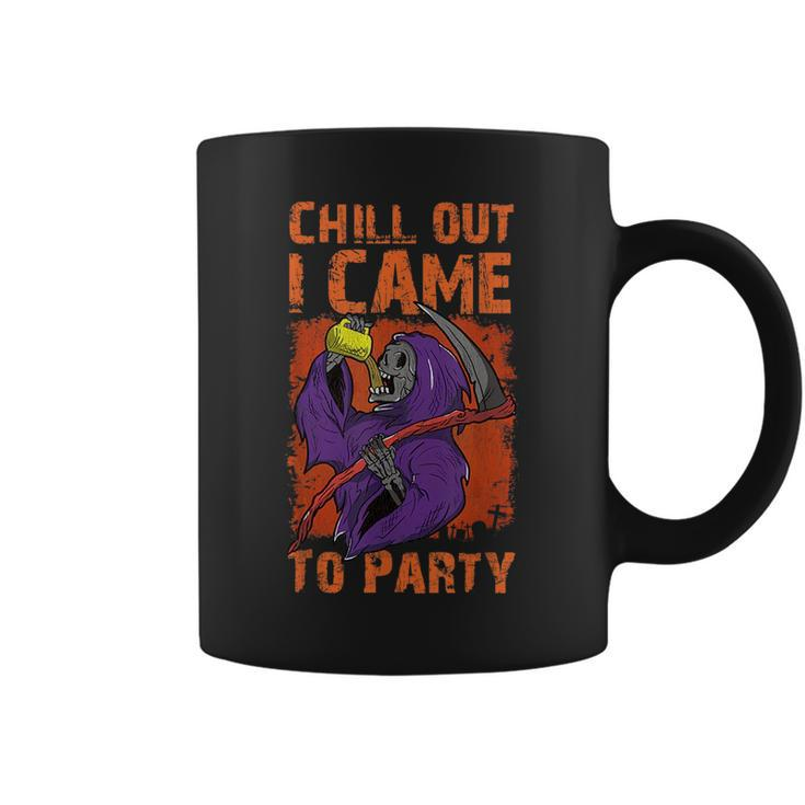 Chill Out I Came To Party Retro Scythe Grim Reaper Halloween Halloween Funny Gifts Coffee Mug