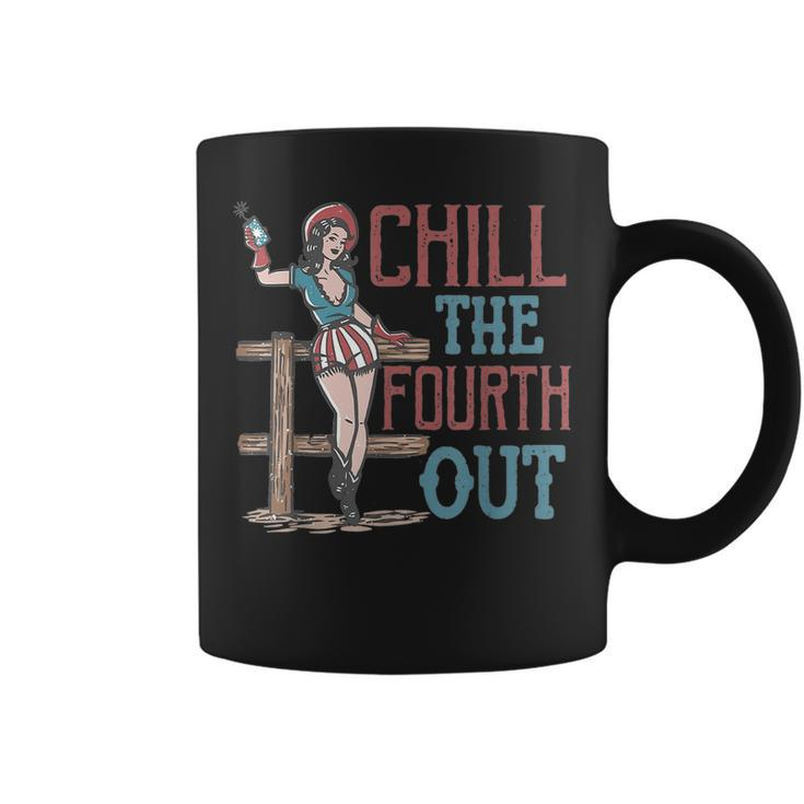 Chill The Fourth Out Retro Western Cowgirl Happy 4Th Of July  Coffee Mug