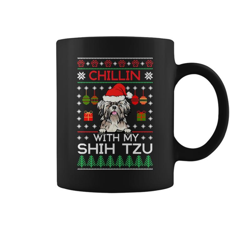 Chillin With My Shih Tzu Santa Ugly Christmas Sweater Coffee Mug