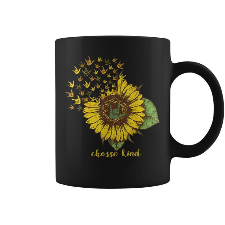Choose Kind Sunflower Deaf Asl American Sign Language Coffee Mug