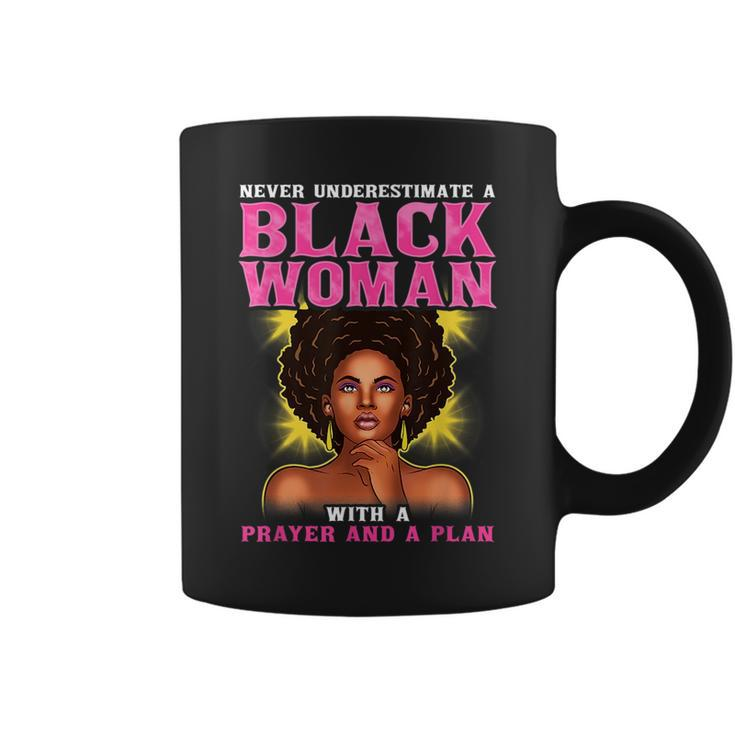 Christian Never Underestimate Black Woman Prayer Plan Coffee Mug