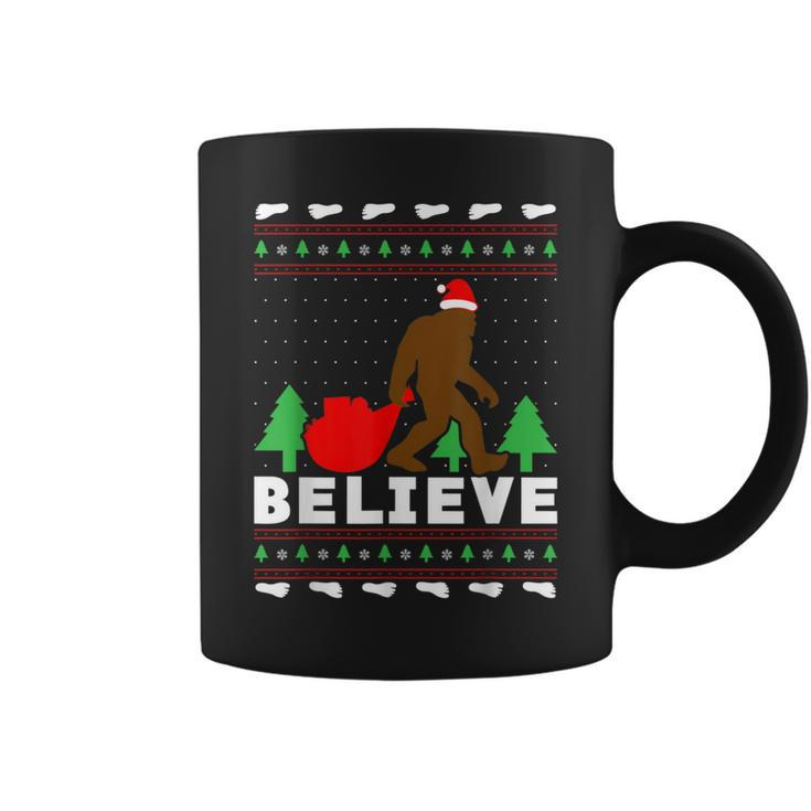 Christmas Believe Bigfoot Ugly Xmas Sweater Coffee Mug