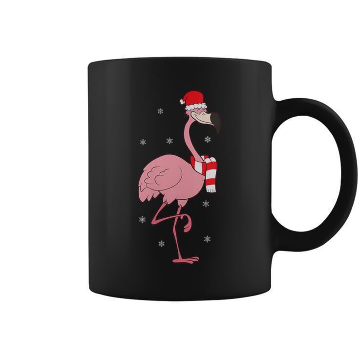 Christmas Flamingo With Santa Hat Cute Christmas Flamingo Coffee Mug