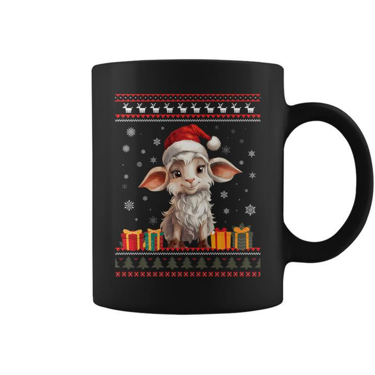 Christmas Goat Santa Hat Ugly Christmas Sweater Coffee Mug