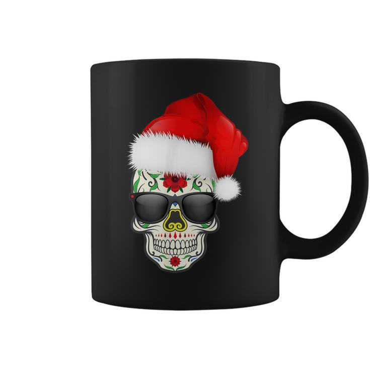 Christmas Hat Santa Day Of The Dead Sugar Skull Party Coffee Mug
