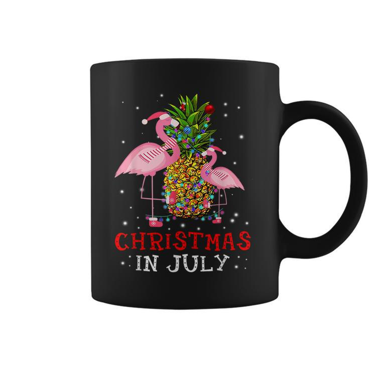 Christmas In July  Funny Flamingo Pineapple Summer  Coffee Mug