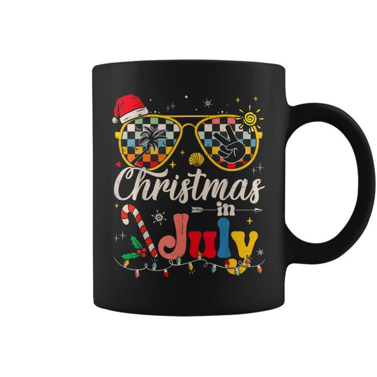 Christmas In July Santa Hat Sunglasses Summer Vacation Vacation Funny Gifts Coffee Mug