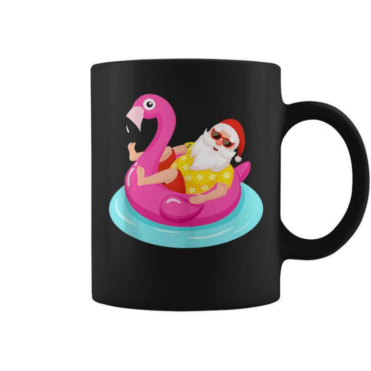 Christmas In July Santa Relaxing On A Flamingo Float Coffee Mug