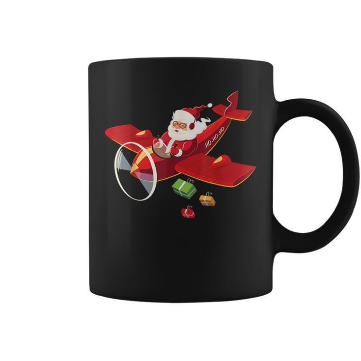 Christmas Santa Claus Pilot Flying Airplane Coffee Mug