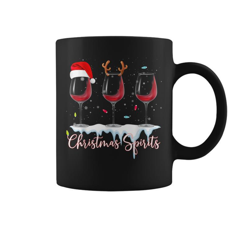 Christmas Spirits Glasses Of Wine Winter Holiday Coffee Mug