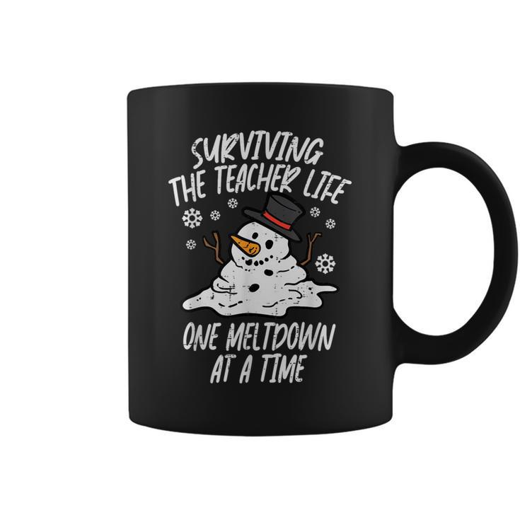 Christmas Surviving Teacher Life Meltdown Xmas Men Coffee Mug