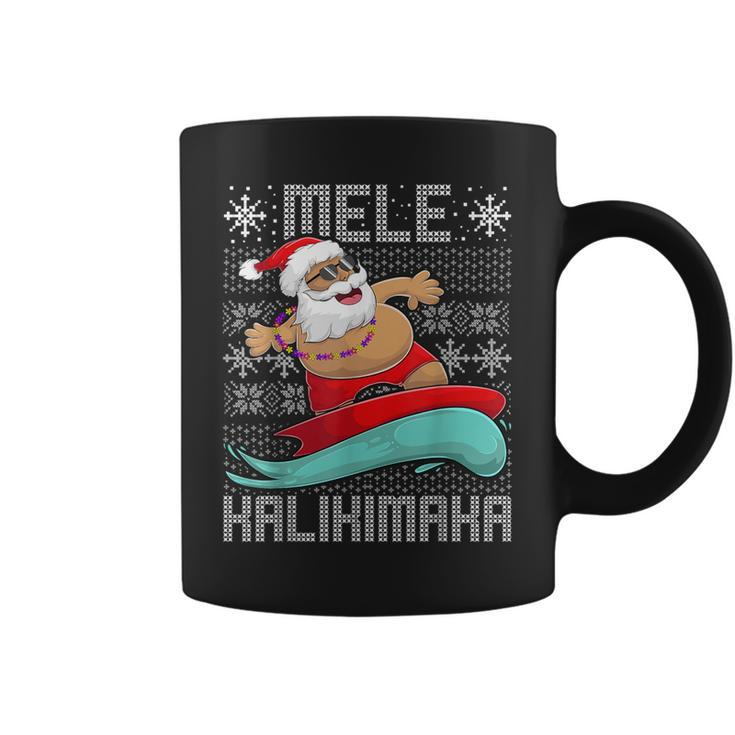 Christmas Ugly Sweater Mele Kalikimaka Apparel Santa Surf Coffee Mug