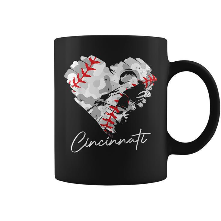 Cincinnati Baseball Heart Camo Graphic Baseball Fans  Coffee Mug