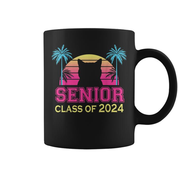 Class Of 2024 Senior Girls Retro Cat Seniors School Graduate Coffee Mug