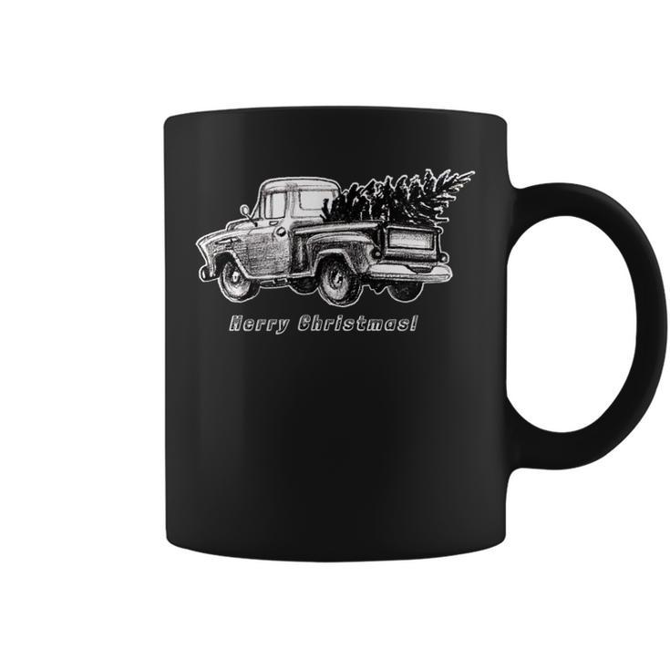 Classic Vintage Retro Stepside Pickup Truck Christmas Tree Coffee Mug