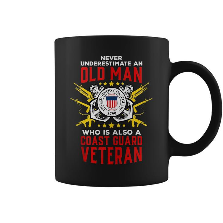 Coast Guard Never Underestimate An Old Man D4 Gun Flag Coffee Mug