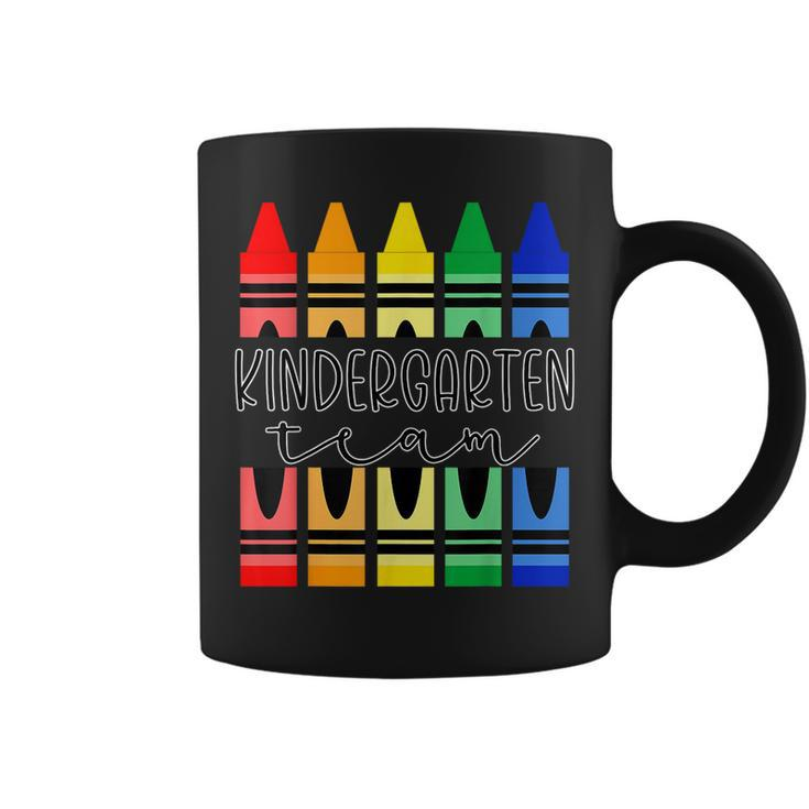 Colorful Crayon Kindergarten Team  For Teachers Students  Coffee Mug