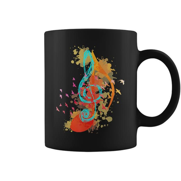 Colorful Treble Clef Music Theory Musician Teacher Birds  Coffee Mug
