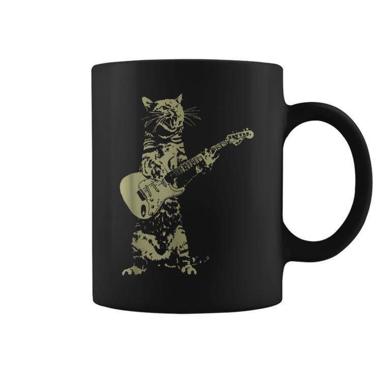 Cool Cat Playing On Acoustic Guitar Funny Cat Lover Gift  Coffee Mug