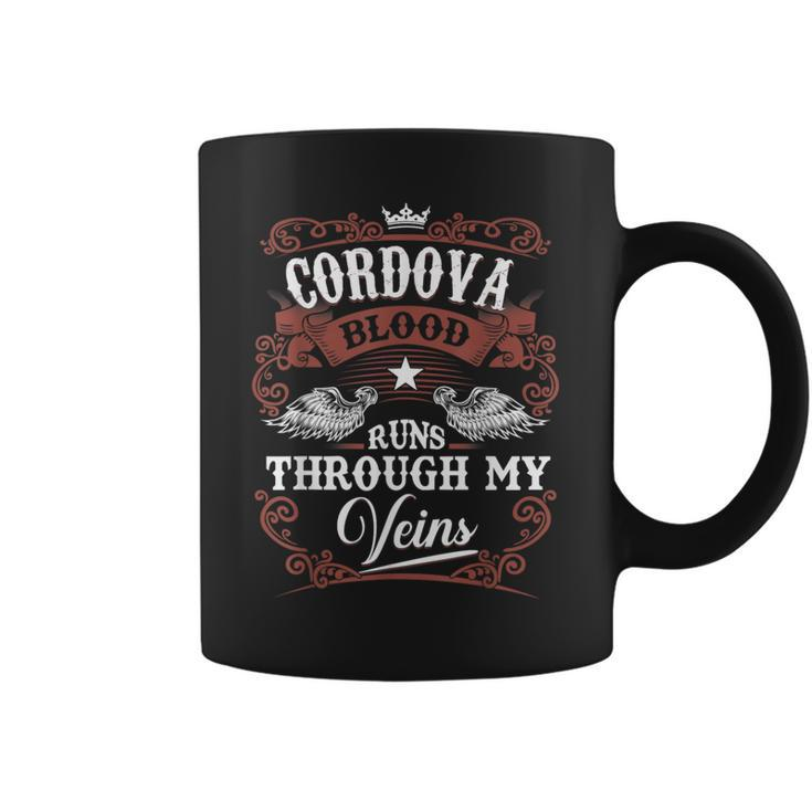 Cordova Blood Runs Through My Veins Family Name Vintage Coffee Mug