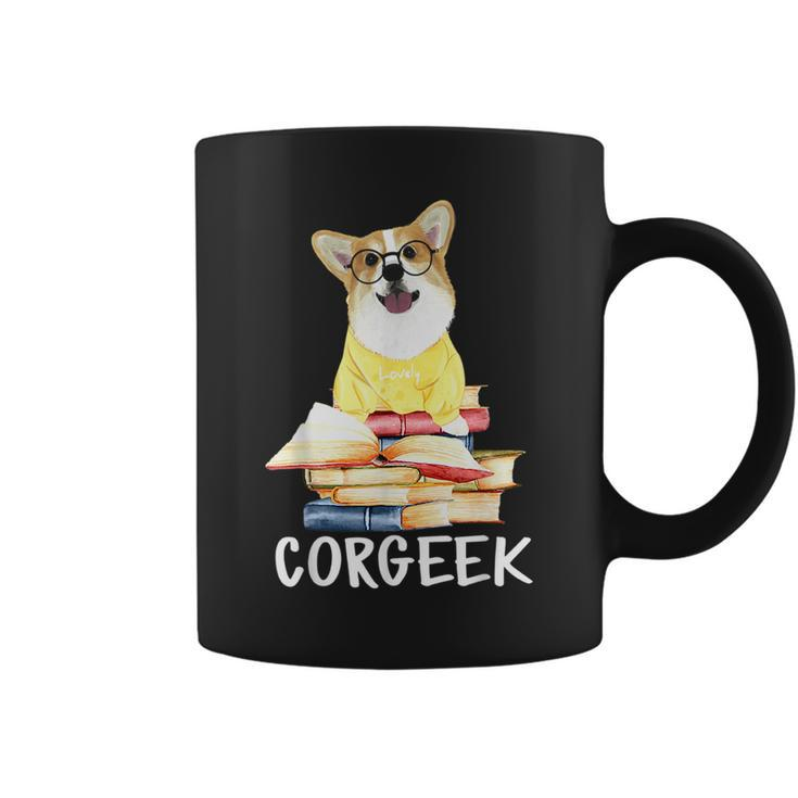 Corgeek Cute Corgi Geek Dog Pun Bookworm Bookish Reader Joke  Coffee Mug