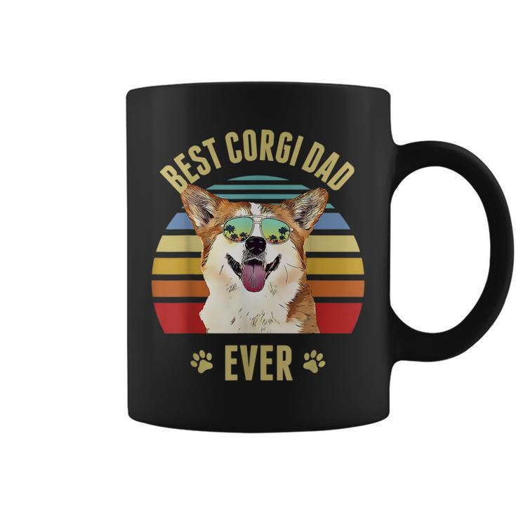 Corgi Best Dog Dad Ever Retro Sunset Beach Vibe  Coffee Mug