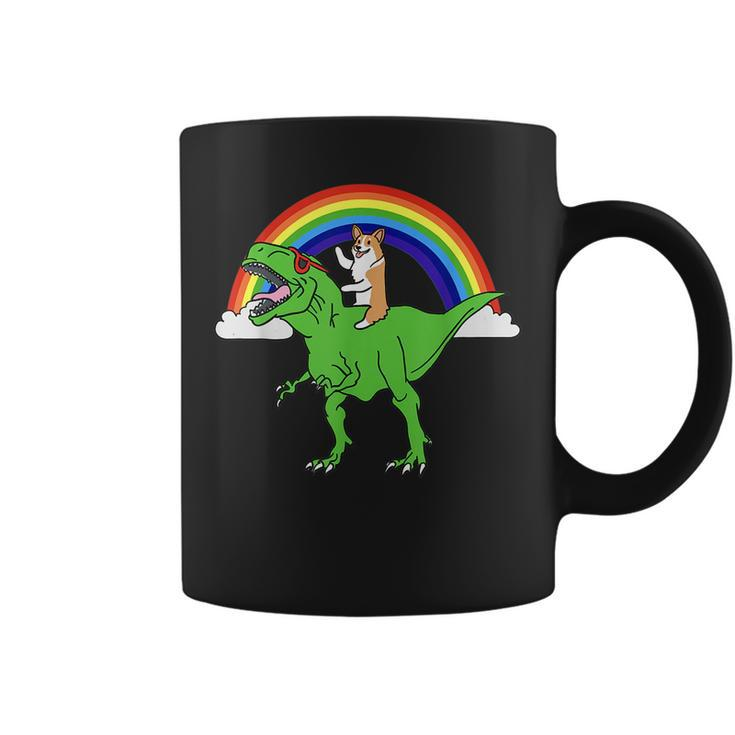 Corgi Riding T Rex Dinosaur  Funny Dog  Coffee Mug