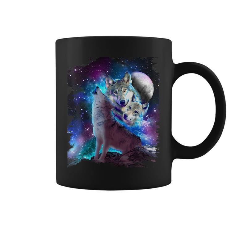 Cosmic Space Wolf Wolves Family Howling At Moon  Coffee Mug